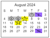 District School Academic Calendar for East Middle School for August 2024