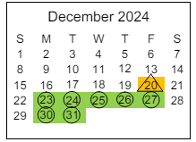 District School Academic Calendar for Sixth Avenue Elementary School for December 2024