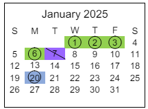 District School Academic Calendar for West Middle School for January 2025