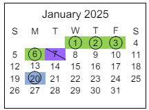 District School Academic Calendar for William Smith High School for January 2025