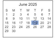 District School Academic Calendar for Sixth Avenue Elementary School for June 2025
