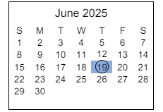 District School Academic Calendar for Tollgate Elementary School for June 2025