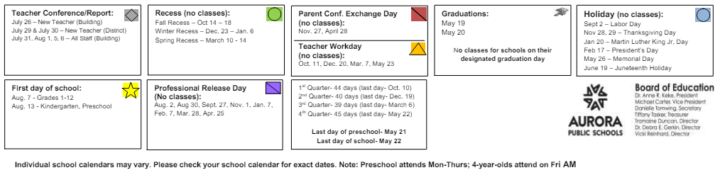 District School Academic Calendar Key for Yale Elementary School