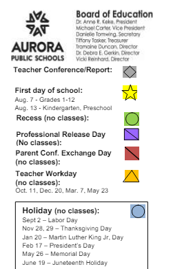 District School Academic Calendar Legend for Tollgate Elementary School