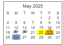 District School Academic Calendar for Sixth Avenue Elementary School for May 2025
