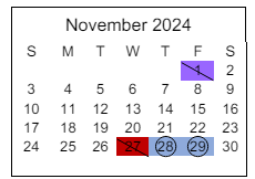 District School Academic Calendar for Sixth Avenue Elementary School for November 2024