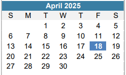 District School Academic Calendar for Perez Elementary for April 2025