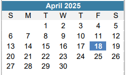 District School Academic Calendar for Gullett Elementary for April 2025