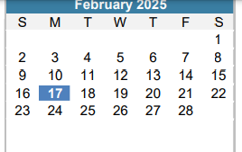 District School Academic Calendar for Oak Hill Elementary for February 2025