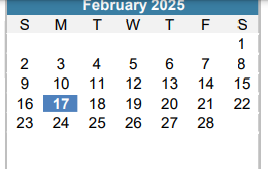 District School Academic Calendar for Mcbee Elementary for February 2025