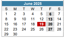District School Academic Calendar for Mcbee Elementary for June 2025