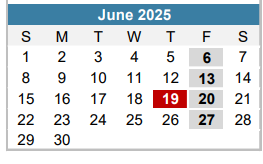 District School Academic Calendar for Kiker Elementary for June 2025