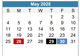 District School Academic Calendar for Mcbee Elementary for May 2025
