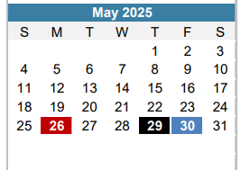 District School Academic Calendar for Aces- Alternative Center For Eleme for May 2025