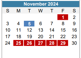 District School Academic Calendar for Mcbee Elementary for November 2024