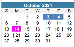 District School Academic Calendar for Mcbee Elementary for October 2024