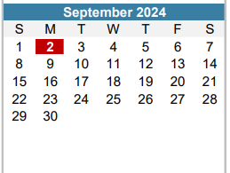 District School Academic Calendar for Travis County J J A E P for September 2024