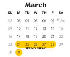 District School Academic Calendar for Maple Elementary Sch for March 2025