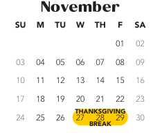 District School Academic Calendar for Maple Elementary Sch for November 2024