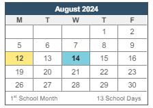 District School Academic Calendar for Horace Mann Elementary for August 2024