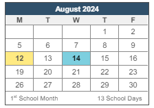 District School Academic Calendar for Owens (bessie E.) Primary (elem) for August 2024