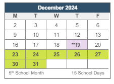 District School Academic Calendar for MT. Vernon Elementary for December 2024