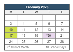 District School Academic Calendar for Owens (bessie E.) Primary (elem) for February 2025