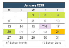 District School Academic Calendar for Harris (caroline) Elementary for January 2025