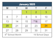 District School Academic Calendar for Nichols (colonel Howard) Elementary for January 2025