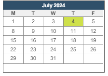 District School Academic Calendar for Garza Ramon Elementary for July 2024