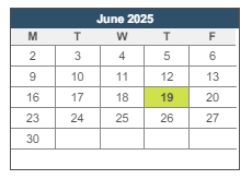 District School Academic Calendar for Mckinley Elementary for June 2025