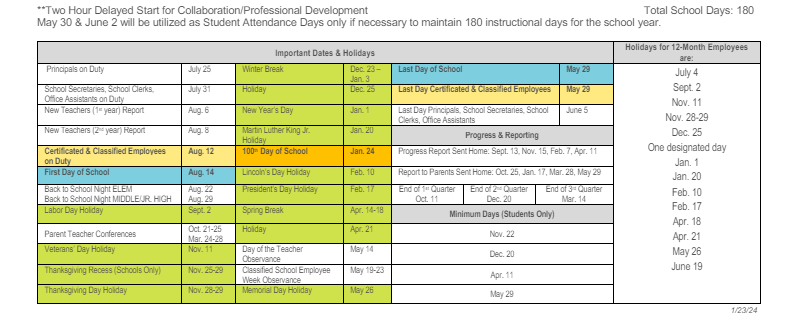 District School Academic Calendar Key for Sequoia Middle