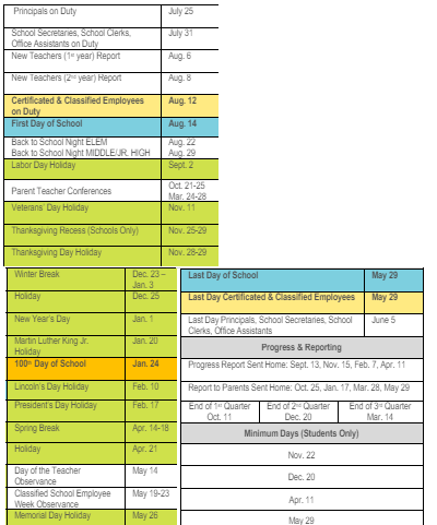 District School Academic Calendar Legend for Johnson (rafer) Community Day