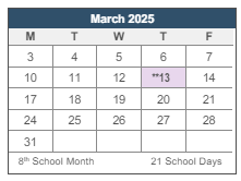 District School Academic Calendar for Johnson (rafer) Community Day for March 2025