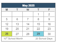 District School Academic Calendar for Nichols (colonel Howard) Elementary for May 2025