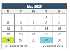 District School Academic Calendar for Pauly (leo G.) Elementary for May 2025