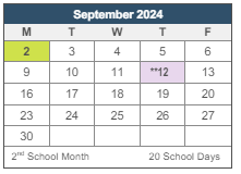 District School Academic Calendar for MT. Vernon Elementary for September 2024
