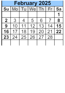 District School Academic Calendar for Rosinton School for February 2025