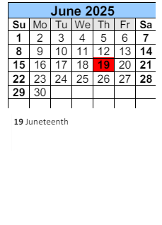 District School Academic Calendar for Rosinton School for June 2025