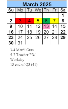 District School Academic Calendar for Rosinton School for March 2025