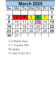 District School Academic Calendar for South Baldwin Center For Technology for March 2025