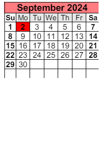 District School Academic Calendar for Elsanor School for September 2024