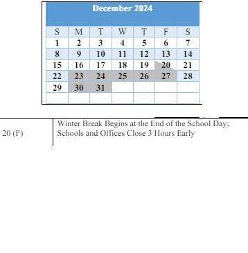 District School Academic Calendar for Martin Boulevard Elementary for December 2024