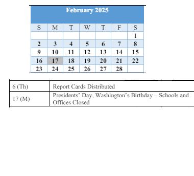 District School Academic Calendar for Martin Boulevard Elementary for February 2025