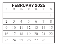 District School Academic Calendar for L F Smith Elementary for February 2025