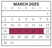 District School Academic Calendar for L F Smith Elementary for March 2025