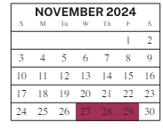 District School Academic Calendar for L F Smith Elementary for November 2024