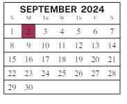 District School Academic Calendar for L F Smith Elementary for September 2024