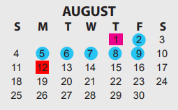 District School Academic Calendar for Lucas Elementary for August 2024