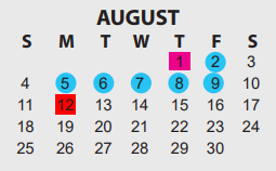 District School Academic Calendar for Bingman Head Start for August 2024